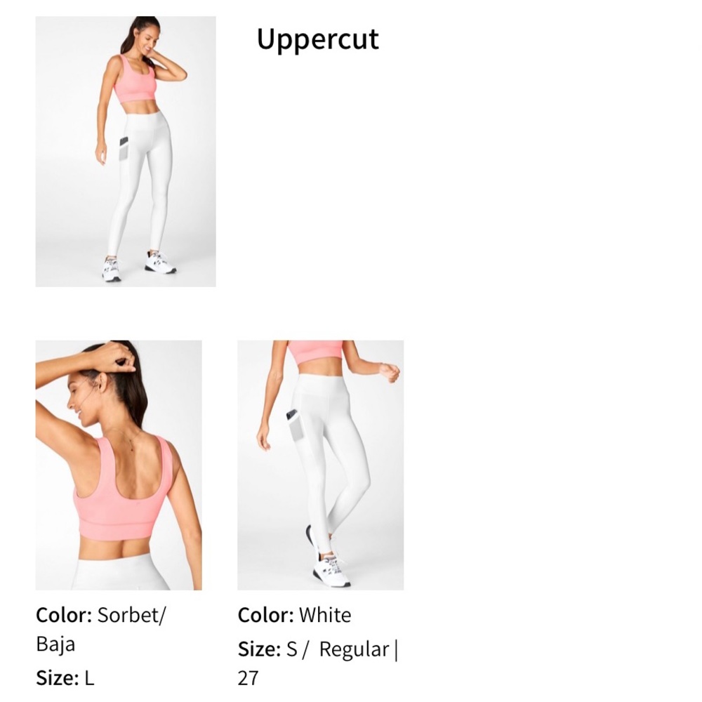 Fabletics, size small, white Mila high waisted pocket leggings